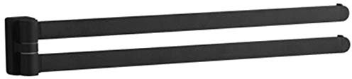 KMKO Porte-Serviettes Pivotant Double Porte-Serviettes Mobiles Chrome Rubber Rubber Noir Accessoires de Salle de Bain