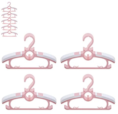 JSF Lot de 20 cintres pour Enfants - 28 cm à 36 cm Empilables - avec Crochets en Forme d'ours - Antidérapants - pour vêtements d'enfants et bébés - Peu encombrant Pink