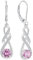 FJ Damen Unendlichkeit Infinity 925 Sterling Silber Ohrringe - Hängend Mit Rosa Turmalin Oktober Geburtsstein - Schmuck Geschenke für Frauen, Mutter, Freundin, Mama