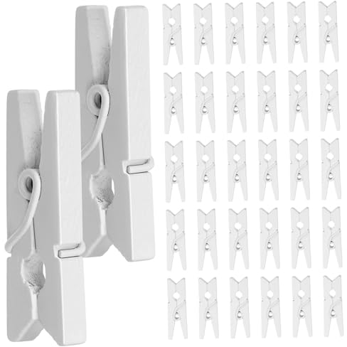 Cabilock 100 Pièces Pince Photo en Bois Piquets en Bois Petites Épingles à Linge Pinces à Linge en Bois Pinces Photos en Bois Mini-Clips Photos Clip Photo Pince en Bois Polyvalent Blanche