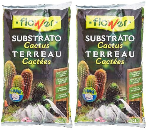 Flower Substrato Cactus 5l, Marrón, 23 x 4 x 40 cm (Paquete de 2)