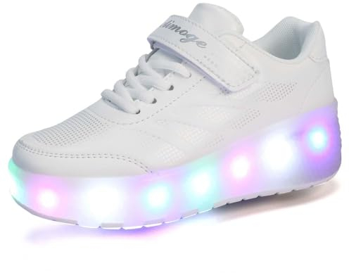 HUSKSWARE Kinder Sneaker Jungen Mädchen Sneaker 2 Räder Party Geburtstag Weihnachten, Weiß 39