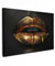 MuchoWow© Leinwand Bilder Klein 30x20 cm Mini Wanddeko Wohnzimmer Aesthetic Room Decor Deko Zimmer Wandbilder Modern Fotogeschenke Frau - Porträt - Lippen - Gold - Schwarz