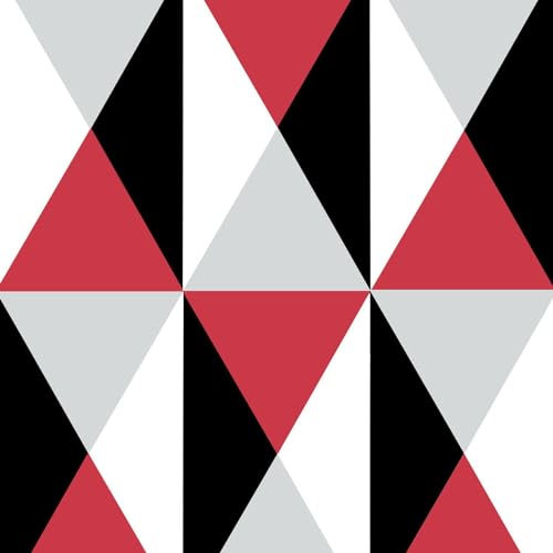 Geometric Diamond Wallpaper Red Black Grey White Contemporary Modern Triangles
