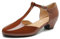 MAIERNISI JESSI Damen T-Riemen Low Chunky Heel Mary Jane Pumps Cut Out Hochzeitskleid Schuhe, Braun Lack, 41 EU