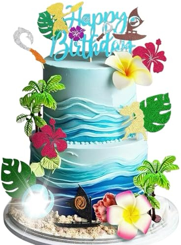 Tyotrbs Moana Cake Topper - Baby Moana Birthday Decorations for Memorable Party - Stunning Cake & Cupcake Toppers (Blue)