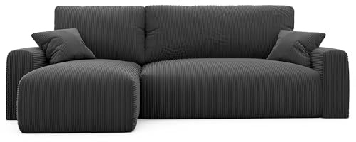 IDOHOME 244x106 Ecksofa mit Schlaffunktion (200x125) Cord Ecksofa 3 Sitzer mit Bettkasten - Wohnzimmer Eckcouch