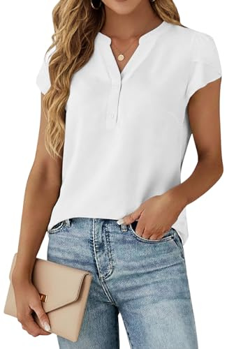 Cuptacc Chemisier Femme Chic et Élégant Haut Ete Blanc M 38-40