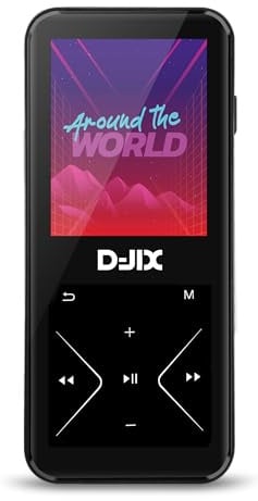 D-JIX - M500 MP4-Player Bluetooth 4.0-4GB / 8GB Interner Speicher - 1,8 Display - MicroSD bis zu 32GB - 25h Akkulaufzeit - USB-C - 3,5mm Klinke - Schwarz
