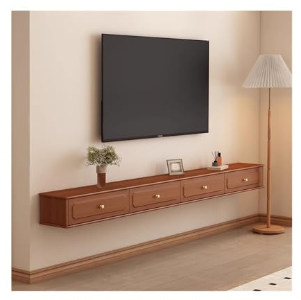 Moderno Mobile TV sospeso for sotto la, centro di intrattenimento vintage lusso con portaoggetti, mobile stretto a parete in legno cassetti, salvaspazio Tavolino Porta TV(240x24x20cm)