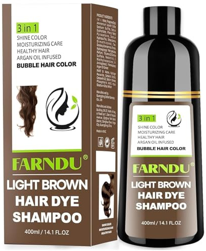 Hellbraun Haarfarbe Shampoo, Haarfärbeshampoo 3 in 1 Hair Dye Shampoo | 6 Pflanzliche Inhaltsstoffe Farbshampoo für Frauen und Männer zur Abdeckung grauer Haare