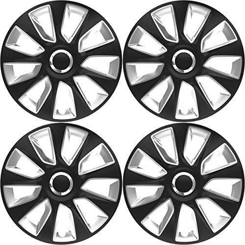 Versaco Stratos Black/Silver 14 Inch Wheel Trims, Set of 4, Universal Fit for Most Vehicles