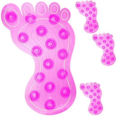 alles-meine.de GmbH 4 TLG. Set 3-D Effekt Figuren - Saugnapf/Wandsticker mit Noppen - Füße & Zehen - PINK/ROSA - transparent - Sauger & Anti Rutsch Pads - Stopper Pad -..