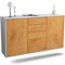 Dekati Sideboard Sioux Falls hängend (136x77x35cm) Korpus Weiss matt - Front Holz-Design Eiche - Push to Open - Leichtlaufschienen