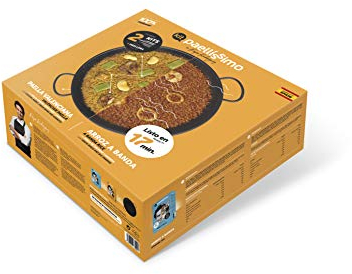 Paellissimo Pack Kit Preparado para Paella Valenciana + Kit Preparado para Arroz a Banda (2-3 raciones por Kit) + 1 Paellera 32 cm, Vitro, Fuego y Horno (Paellera apta para Inducción)