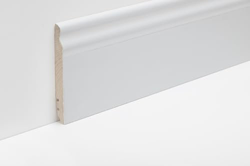 Battiscopa in legno Noce Tanganika Laccato Bianco h.120 sp.15mm (B926O)