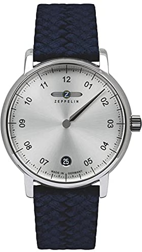 Zeppelin Damenuhr mit Lederband 36 MM ETA Quarz Monotimer Einzeigeruhr Datum 8643-4