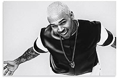 Chris Brown Poster / Kunstdruck auf Leinwand, 20 x 30 cm, Schwarz / Weiß