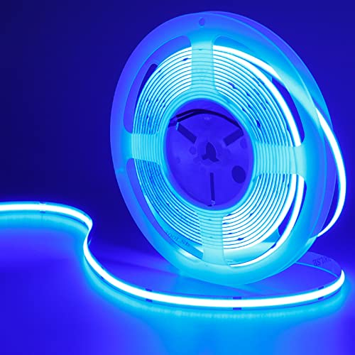 GOMING 24V 5M COB LED Strip Blau LED Streifen 480LED/M LED Band Selbstklebend Hohe Helligkeit Nicht Wasserdicht IP20 Lichtband für Innen Heim Deko(Netzteil nicht Enthalten)