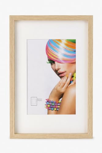 IDEAL TREND 3D Objektrahmen Bilderrahmen mit Passepartout & gehärtetem Glas Holz MDF Rahmen Foto Poster: Farbe: Natur | Format: 30x45