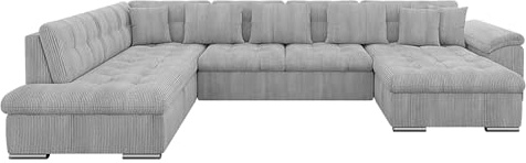 Mirjan24 Eckcouch Ecksofa Niko Cord, Design Sofa Couch mit Schlaffunktion U-Sofa Große Farbauswahl Wohnlandschaft (Poso 110, Seite: Rechts)