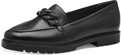 Tamaris Damen Klassische Ballerinas, Frauen Flats,TOUCHit-Fußbett,Slip-ons,klassisch elegant,Ballerinen,Pumps,Halbschuhe,Slipper,Black Leather,39 EU