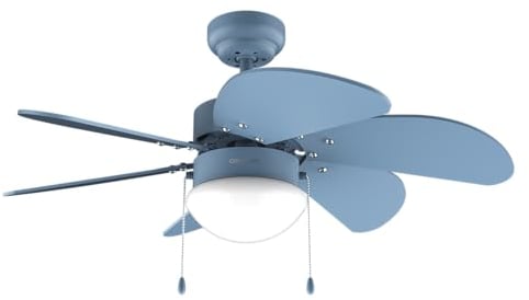 Cecotec Ventilador de Techo con Luz EnergySilence Aero 3600 Vision Full Blue. 50 W, Diámetro 36”, 3 Velocidades, 6 Aspas Reversibles, Modo winter-summer, Uso Sencillo, Interruptor en Cadena