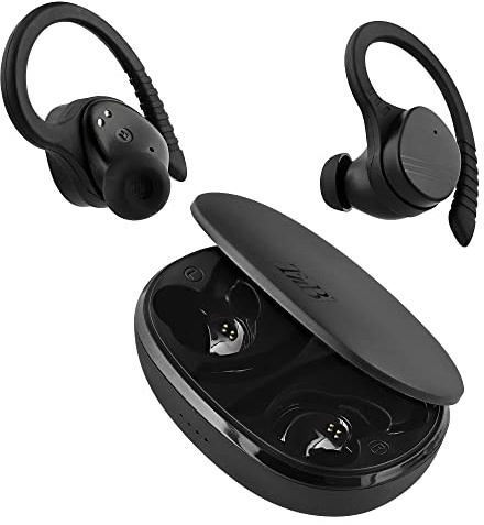 T'nB - Auriculares Bluetooth inalámbricos, intraaurales, resistentes a salpicaduras, control táctil y caja de carga, micrófono integrado, autonomía de 30 horas, deportes, negro
