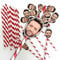 20 Personalised Photo Face Straws - Custom Cut-Outs of face of Your Choice, Complete with Straws and fixings for You to Attach Yourself - Fun for Hen Party, stag do, Birthday etc (20 Straws) - Red