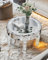 Artloge Mirrored Coffee Table Round Glass : 60 x 50cm Silver Glass Coffee Table Embedded Glitter Crushed Diamond Edge Frame and Crystal Mirror Legs,Center Table for Living Room Mirrored Furniture