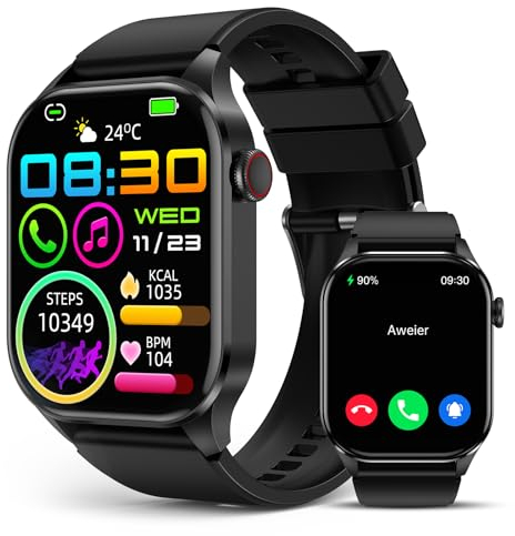 Montre Connectée Homme Femmes,Smartwatch avec Appels Bluetooth,2.04 AMOLED Montre Intelligente Fitness avec Pression Artérielle, Oxygène du Sang, Fréquence Cardiaque, Etanche IP68, pour Android iOS