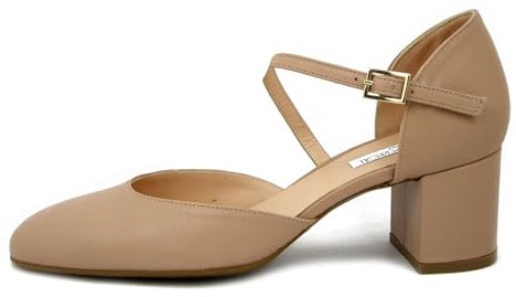 OSVALDO PERICOLI Decolleté Aperte con Cinturino in Pelle Rosa Cipria, Tacco Medio 5 cm, 9424 Taglia Donna 37