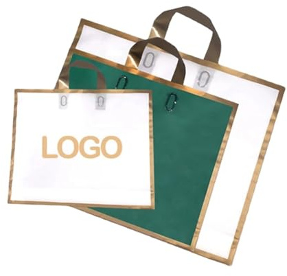 gorm Personalisierte Papiertüten mit individuellem Logo, High-End-Heißprägung, Kleidung, Geschenk, Einkaufstasche, individuelle Plastiktüte (schwarz, 40 x 35 cm, unten 11 cm), 100 Stück