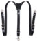LXZSMH Hosenträger, Hosenträger für Männer, Echtleder-Hosenträger for Männer, 2 cm breit, verstellbare Herren-Hosenträger, personalisierte Trauzeugen (Color : Black)