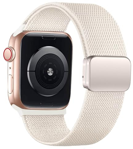 Correa elástica magnética para Apple Watch Correas 40mm 38mm 41mm Mujeres Hombres,Brazalete de nylon trenzado correas deportivas de repuesto para iWatch SE Series 9/8/7/6/5/4/3/2/1,Lumière des étoiles