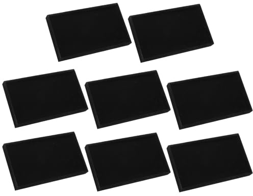 sourcing map 8PCS Jewelry Organizer Tray Stackable, Wooden Jewelry Containers Velvet Drawer Organizer Inserts Holder for Earrings Necklaces Rings Bracelet (8.5 x 5.1 x 1 Black)