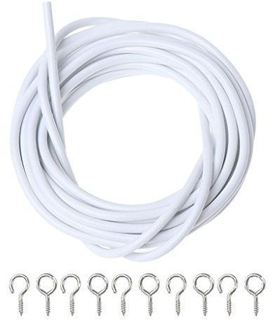 HYROOY Set di cavi per tende con 5 occhi di pesce e 5 ganci in PVC