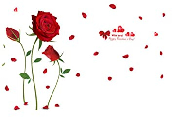 Angoily Stickers Muraux Fleur Rose Rouge Romantiques Amovibles Et Étanches Pour Salon Et Chambre Diy Décoration Murale Moderne
