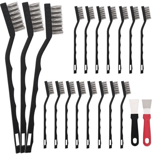 15PCS Mini Wire Brush Stainless Steel Brush Set,Masonry Brush Wire Bristle