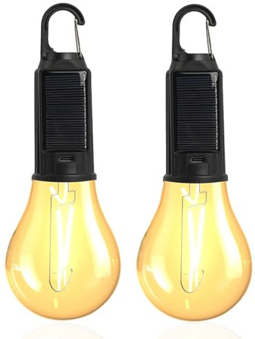 LIISIMI Camping Lampe Wiederaufladbare LED Camping Lampe Solar Camping Licht mit 3 Helligkeits Modi,Wasserdichtes Campinglampe für Camping, Stromausfall, Notfall, Angeln, Abenteuer (2 Pack)