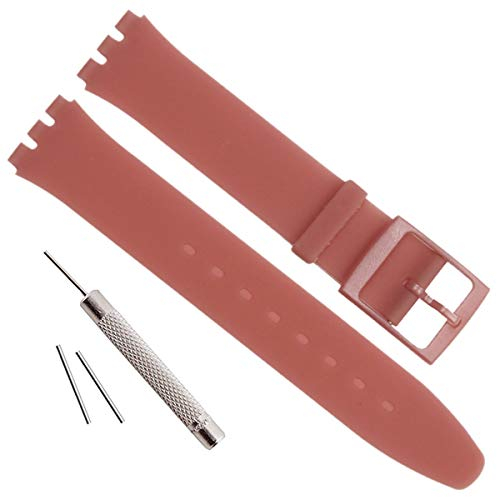GreenOlive Ultradünnes Ersatz-Uhrenarmband aus wasserdichtem Silikonkautschuk für Swatch Skin-Serie, transluzentes Rosa, Retro, transluzentes rosa, Retro