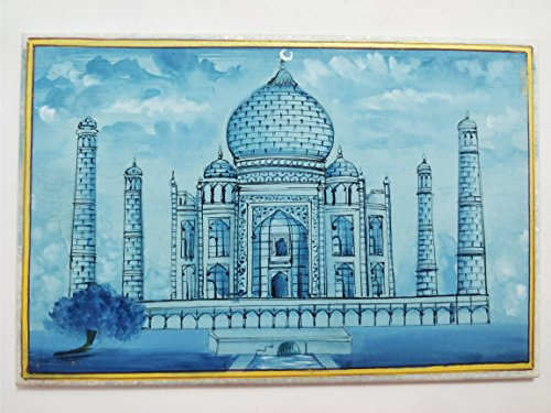Rajasthan gems Peintures miniatures faites à la main sur marbre Inde Taj Mahal pour décoration d'intérieur.