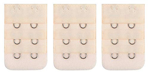Lansonee 3 Pcs Women Comfortable Bra Strap Extenders Extensions Elastic Extender Set 2 Hooks (Beige)