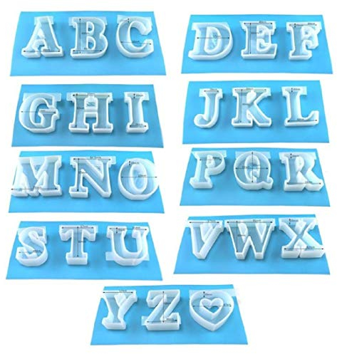 Yalulu Groß Alphabet Epoxidharz Formen Resin Mold Form Silikonform Gießform DIY Harz Casting Formen Silikon Schmucksache Silikonform (1 Set)
