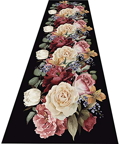 FUSHOU-Wunderschönes Blumenmuster Teppich Läufer, Verwendet Für Wohnzimmer/Schlafzimmer/Ankleidezimmer/Hoteldurchgang Creative Hallway Runner, Einfach Zu Verwalten Läufer Teppich,A,80x500cm