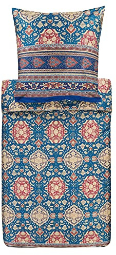 Bassetti Bettwäsche Set 3tlg. Piazza San Marco B1 Blu, 100% Baumwolle mit Reißverschluss, Größe: 200cm x 200cm, 80cm x 80cm, 9314272
