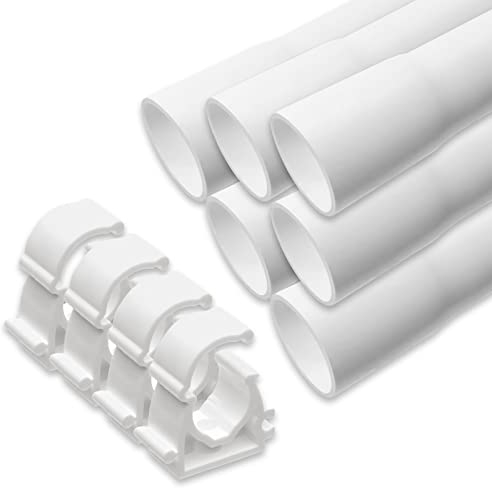 MIDORI® Elektrorohr | 24m M20 20 mm Stangenrohr aus PVC | Gemufftes Leerrohr mit 50 Klemmschellen | Installationsrohr in Weiß