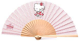 eBuyGB Folding Handheld Fan, Hello Kitty Wooden Hand Fan, Girls Birthday Party Accessory, Pocket Sized Fan for Party Favours, DIY Decoration, Summer Holidays (Pack of 1)