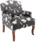 chairus Leinen Einzelsofa Sessel Retro Bedruckt Armlehnstuhl Polsterstuhl für Wohnzimmer Moderner Longuesessel mit Holzbeinen (Grau)