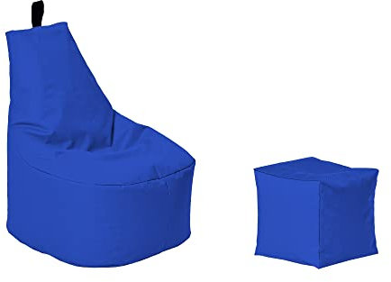 Momiralland Classic Sitzsack XL - XXL mit Hocker Sitzkissen BodenKissen Sessel In- & Outdoor geeignet Gaming Sitzsack für Erwachsene und Kinder… (Blau, XL - Durchmesser 65 cm)